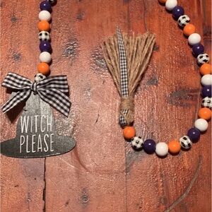 Witch Please Handmade Halloween Wood Bead Garland